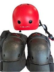 Eight Ball Knee Pads & LERUJIFL Red Helmet Set, Size S, CE Certified SET