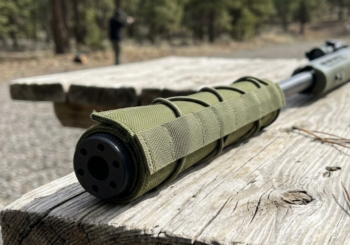 STEALTH ALLOY 9″ Muzzle Brake for 1/2×28 GBB With Olive Green Heat Cover
