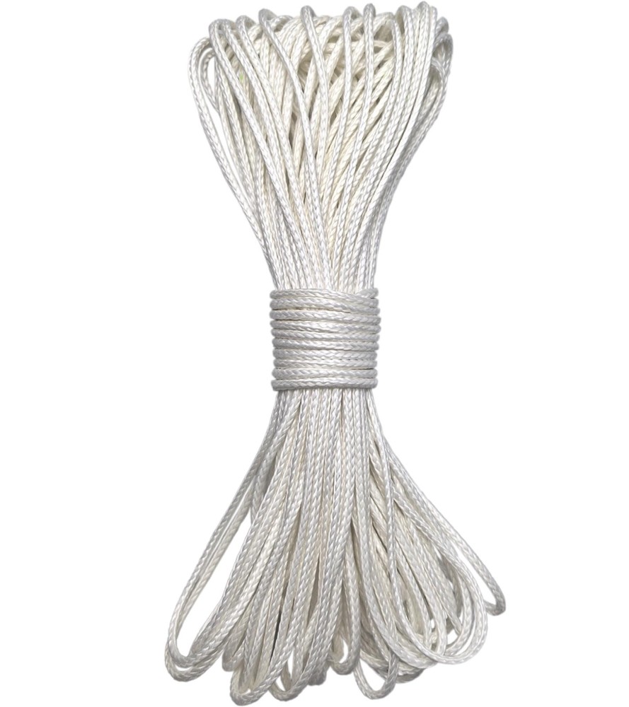 12 Strand Braided Dyneema Rope -3mm 700kg Fracture 65 feet, 3mmwhite65ft