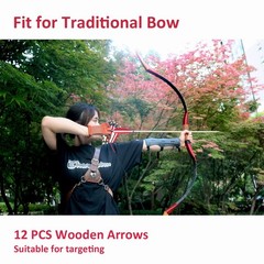 Luoyer 12 Pcs Wooden Archery Arrows Feathers Targeting Longbow Recurve Bow 31″