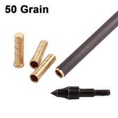 12Pcs 50Grain Heavy Weight Arrow Brass Inserts Base Archery ID6.2mm Arrow Shaft
