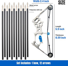 5.9″/7.2″/18.7″ Compound Bow and Arrow Set, Mini Archery Bow Set with Arrows, Le