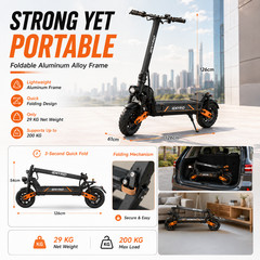 1600W Electric Scooter 48V 21Ah Foldable Adult E Scooter 65KM/H 55KM 11″ Tires