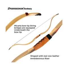 Deerseeker Archery 52″ Exotic Recurve Bow Traditional Longbow Laminated Ambid…
