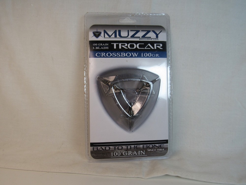Muzzy 100 Grain 3-Blade Trocar Broadhead Fixed Blade Archery Hunting Arrow Tip