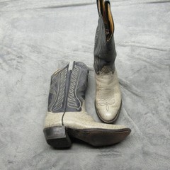 Tony Lama Western Boots Men 8.5D Blue Cowboy Antelope Leather USA Made 8056 RARE