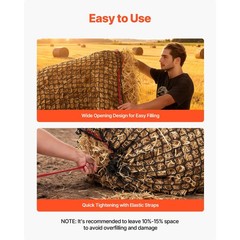 Round Bale Hay Net, 5.91 ft, 1.65 in Holes, PE, Knotless, Slow Feeder for Horses