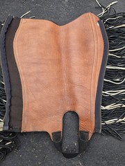 Suede Leather Chaps Fringe Horse Show Full Leg Zip Western Black Medium Adult(B7