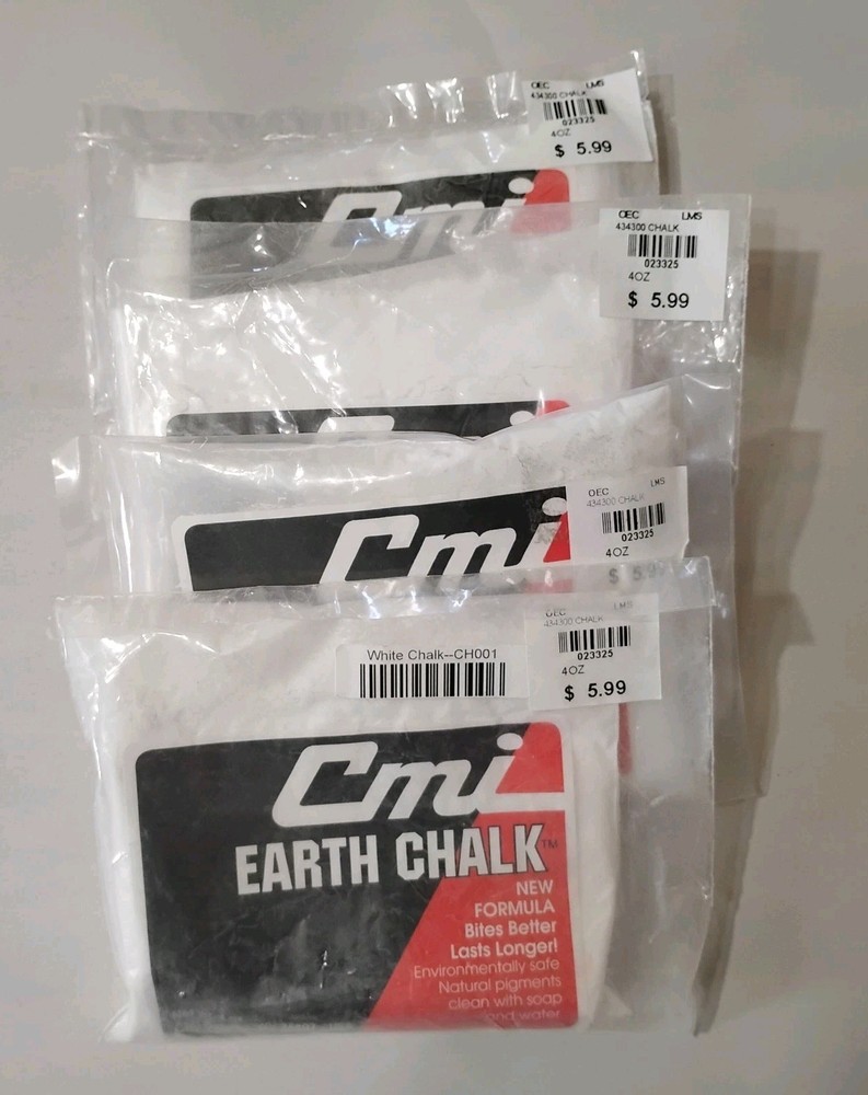 Lot CMI Earth Chalk 4oz White Powder Bags Climbing Gym 4 Packs Lot 4
