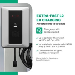 Splitvolt Level 2 EV Charging Station, Indoor/Outdoor 50A (Hardwired) chargin…