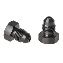 3AN Male Flare Hex Head Plug Fitting Adapter Aluminum Black, Pack of 2 3AN-2pcs