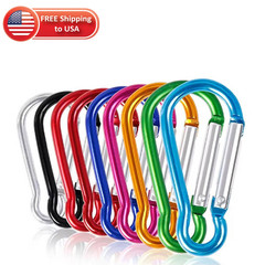 10Pcs Aluminum Carabiner Clip D Ring Set Hiking Gear Keychain Key Holder Loop US
