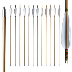 12pcs 33″ Wooden Arrow 4 Feather Gorgeous Patterns Spine 400 Recurve Bow Longbow