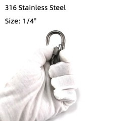 6Pcs 1/4″ Heavy Duty Locking Carabiner Clips Stainless Steel Outdoor Marine