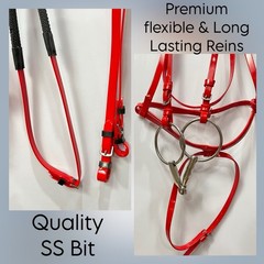 Horse English Tack Soft Biothane Bridle with Free Reins & Loose Ring Bit