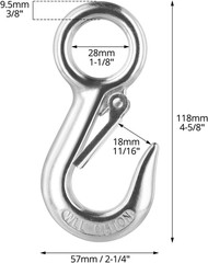 4 Pack 304 Stainless Steel Safety Snap Hooks 4 5/8in Fast Eye 1100lb Heavy Loads