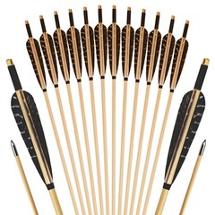 12 Pcs Archery Wooden Arrows with Feathers Handmade Targeting Arrows for Trad…