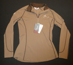 NWT LeMieux women’s light brown stretch 1/4-zip long-sleeved base layer top S