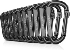 10 PCS 2.5″ Heavy Duty Steel Carabiner Clips D-Ring Hook for Camping, Hiking, Pe