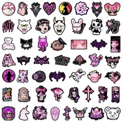 25 Piece Mix Lot 2” Pink Gothic Valentines Cat Bunny Love Stickers FREE SHIPPING