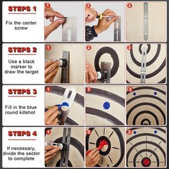 Epakh Axe Throwing Target Template Stainless Steel Black, Blue, Red