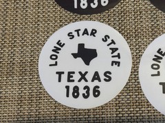 4 Texas Sticker Decal Round Lone Star State Black White 3 inch 1836 Shape Flag