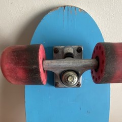 Gretic Flyin’ Brian Vintage Complete Skateboard Blue Multicolor Art Theme