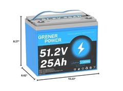 51.2V25Ah Lithium LiFePO4 Battery, Built-in 50A BMS, Max. Up to 2560W Power, …