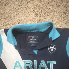 Ariat Women’s Short Sleeve Polo Shirt Navy Blue with White Stripe