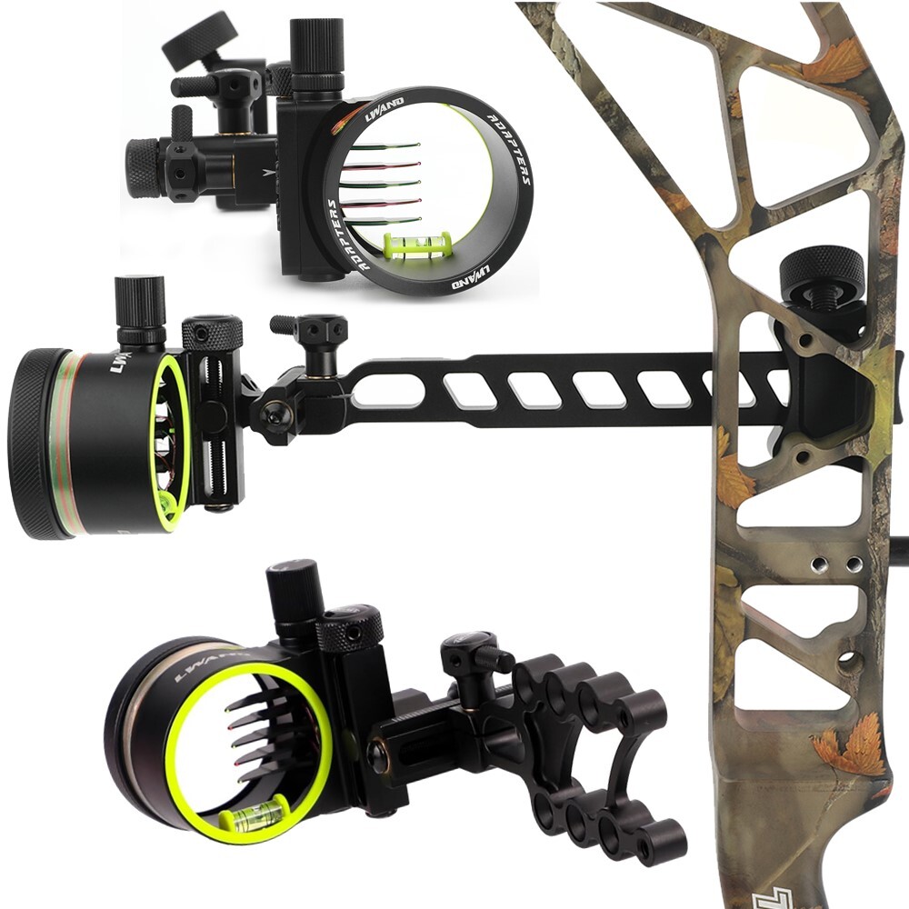 5 Pin Compound Bow Sight 4/6/8X Lens 0.019″ Micro Fiber Adjustable Archery Hunt