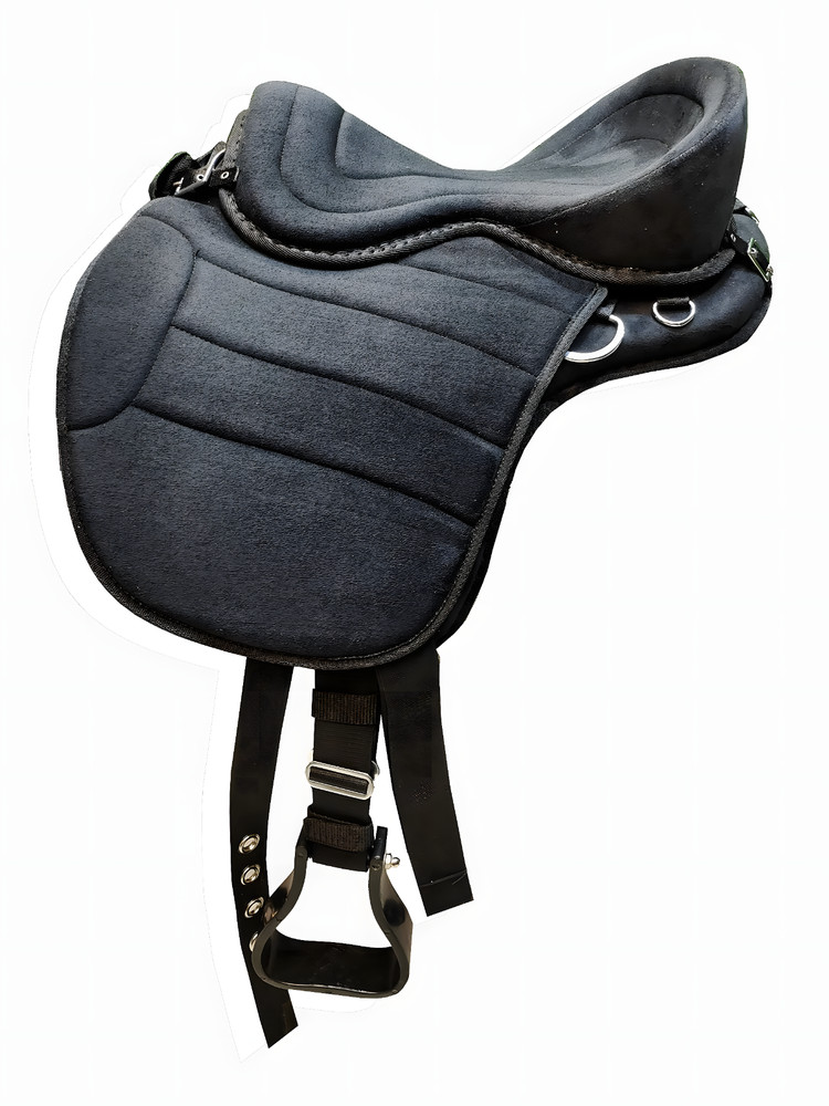 Western Treeless OG Suede Leather Horse Riding Endurance Saddle w Cinch Stirrup