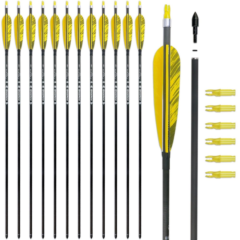 30inch Hunting Carbon Archery Arrows with 5″ Turkey Feathers Spine 300/400/50…