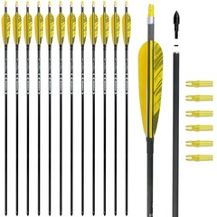 30inch Hunting Carbon Archery Arrows with 5″ Turkey Feathers Spine 300/400/50…