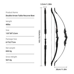 53″ Recurve Bow and Arrow Set for Beginner Archery 40lbs Bow Kit with 6 Arrows