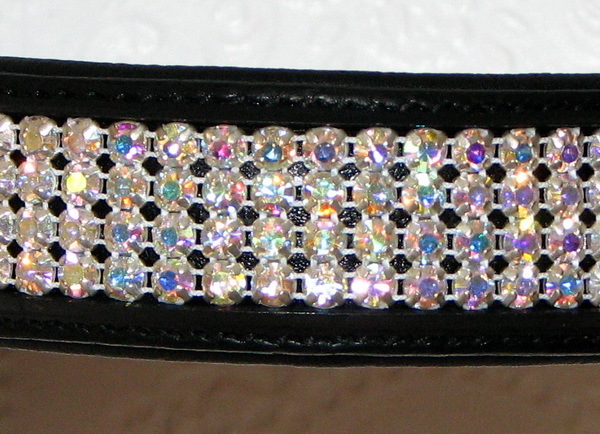 FSS Clear AB Aurora 4 Row Rhinestone BLING Crystal Padded Browband Custom Made