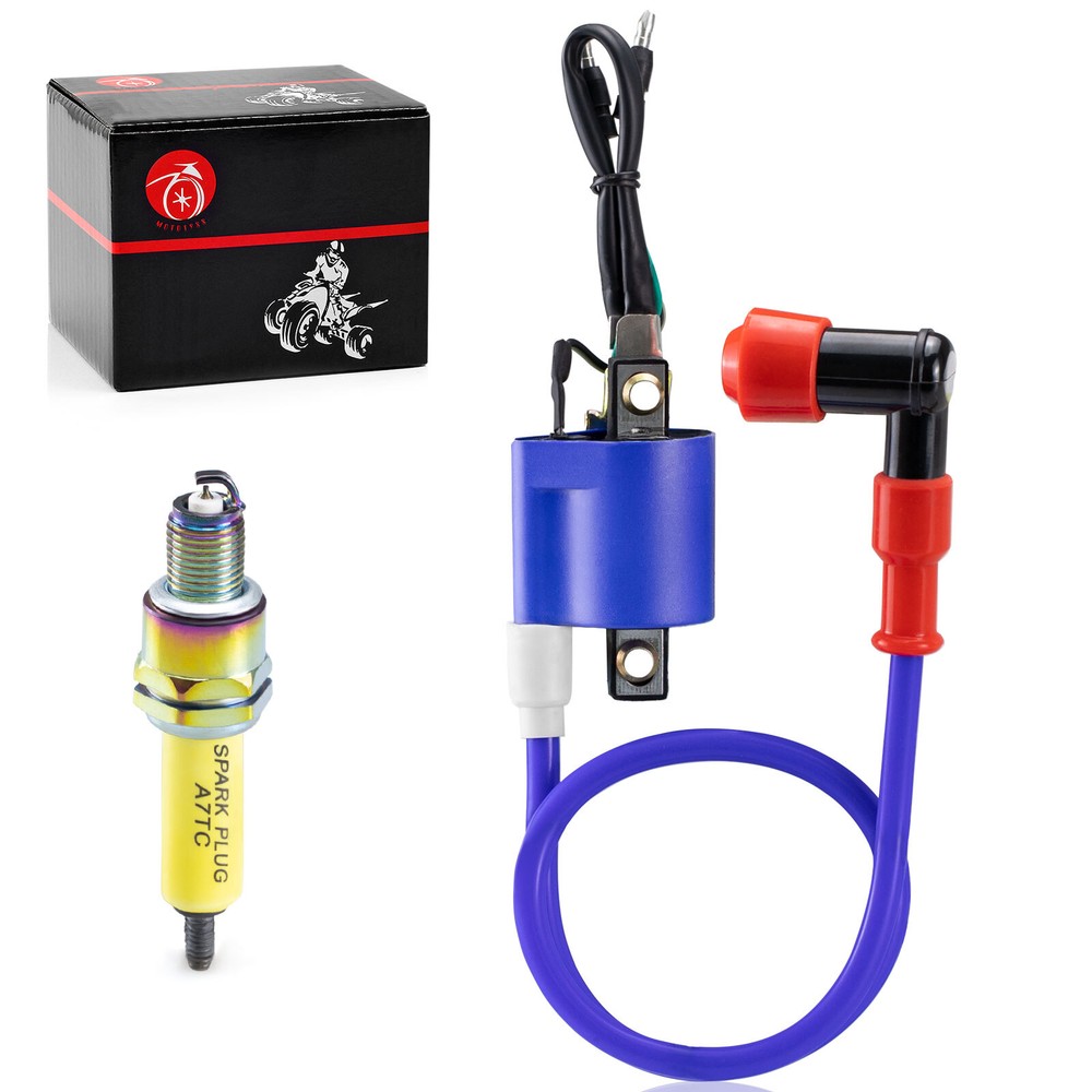 Ignition Coil and 10mm Spark Plug Compatible with 70cc 90cc 110cc ATV dirt bike