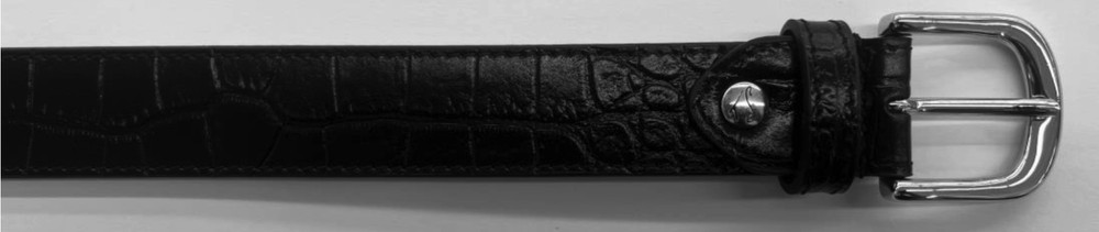 Tailored Sportsman Skinny Leather Belt – What A Croc! – Black/White Gold NWT