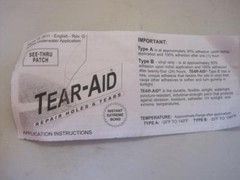 13048 Tear-Aid Type B Vinyl Hole And Tear Repair Patch 3″ Wide Sold By The FOOT