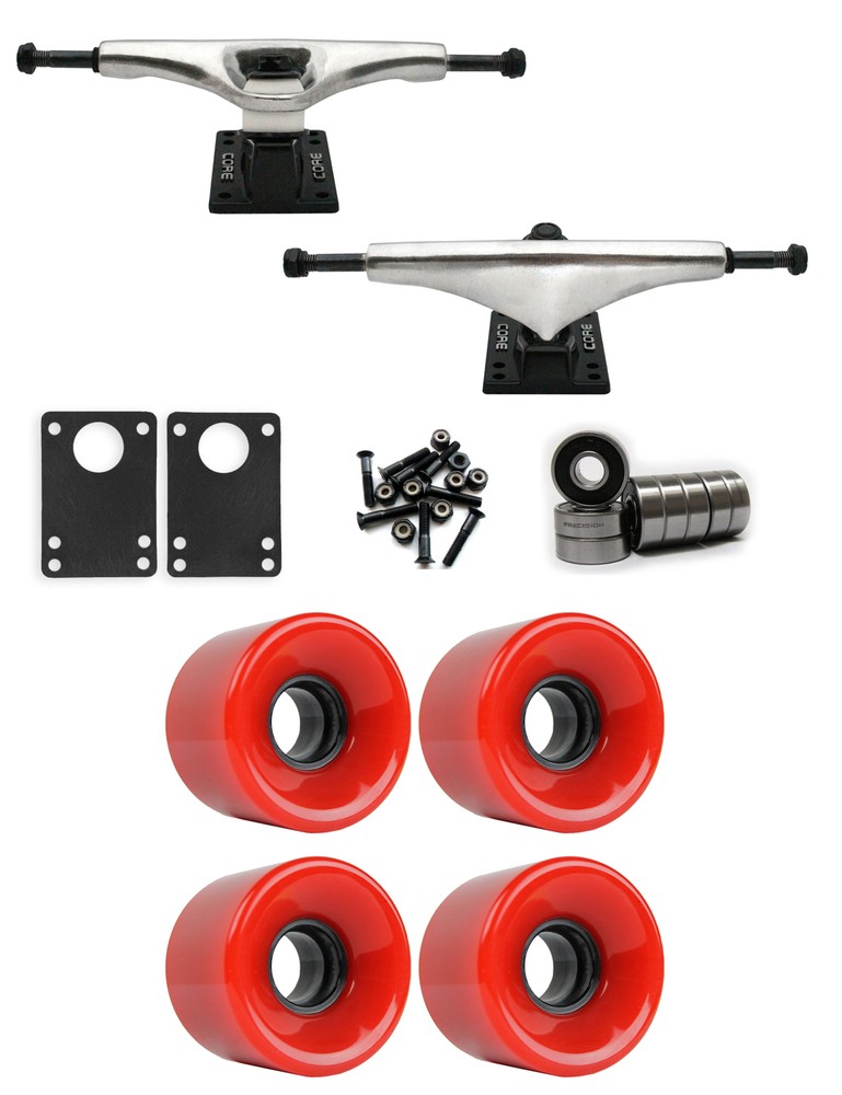 Core 7.0 Longboard Trucks Wheels Package 59mm x 43mm 83A 186C Red