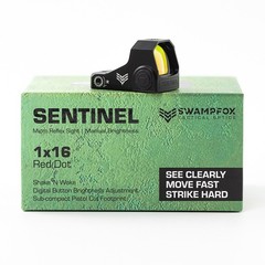 Swampfox Sentinel 1x16mm 3MOA RMSc Micro Reflex Green/Red DOT Sight SNL00116