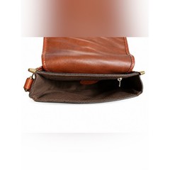 Leather Woven Saddle Crossbody Bag Brown Gold Color Accents Festival Hiking