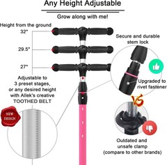 Kick Scooter B03, Lean ‘N Glide 3-Wheeled Push Scooter with Extra Wide PU Lig…