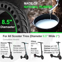 2PCS Electric Scooter Solid Tire 8.5×2 Tubeless Gotrax Hiboy S2 for Xiaomi M365