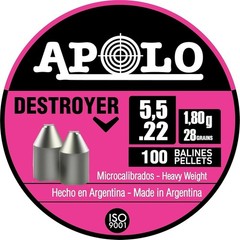Apolo Destroyer Slug .22 Cal Air Gun Pellets .22 Caliber, 28 Grain, 100 Count