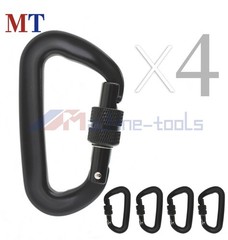 4 Pack Heavy Duty Aviation 12 KN D-Shaped Locking Carabiners Clip Aluminum