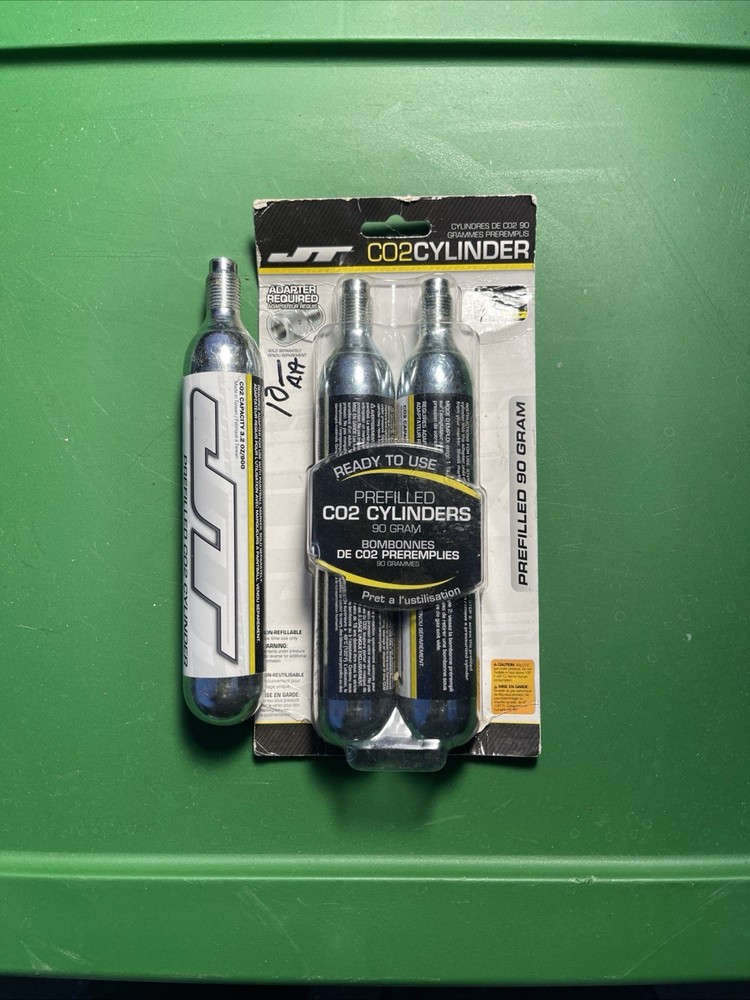 New JT CO2 Cylinder 2 pack 90 gram Pre filled cylinders Paintball Airsoft 3 pack