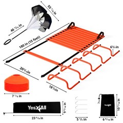 Yes4All Agility Ladder Adjustable Speed & Training B. Set Orange