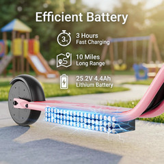 N65 Foldable Electric Scooter Kids & Teens 250W 9MPH Pink UL2272 6.5″ Tires