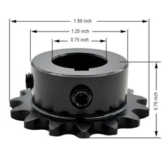 #35 Roller Chain Sprocket Type B 3/4 inch Bore 15 Tooth, Hardened Antirust