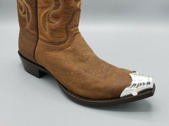 WESTERN COWBOY BOOT TIPS Pair – Silver Engraved Flat Tips w Heel Guards